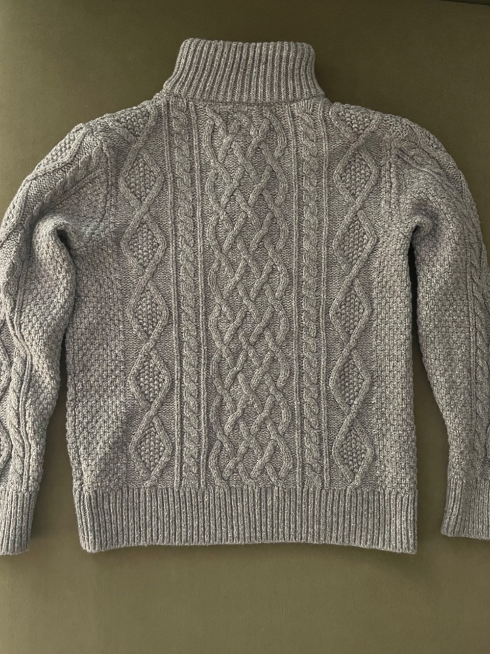 GAP Light Gray Cable Knit Sweater with Button Neck - Picture 2 of 4